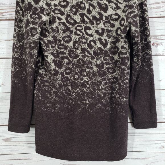 Chico's Women's 100%Wool Knit Animal Print Ombre Open Cardigan Size 0 - Picture 13 of 13